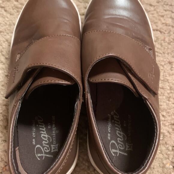 SALE 🎊PENGUIN UNISEX Leather BROWN VELCRO SNEAKER 2 - Picture 4 of 11